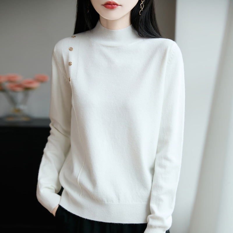 Semi-high Collar Knitted Women's Innerwear Base Sweater