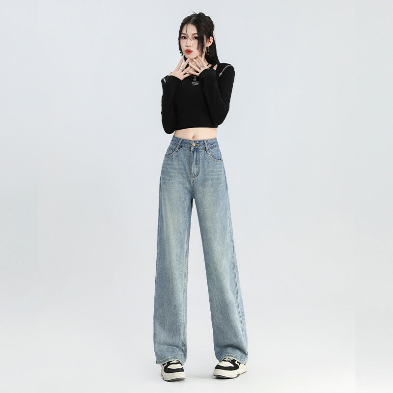 High Waist Thin Slimming Straight Wide Leg Pants High Street