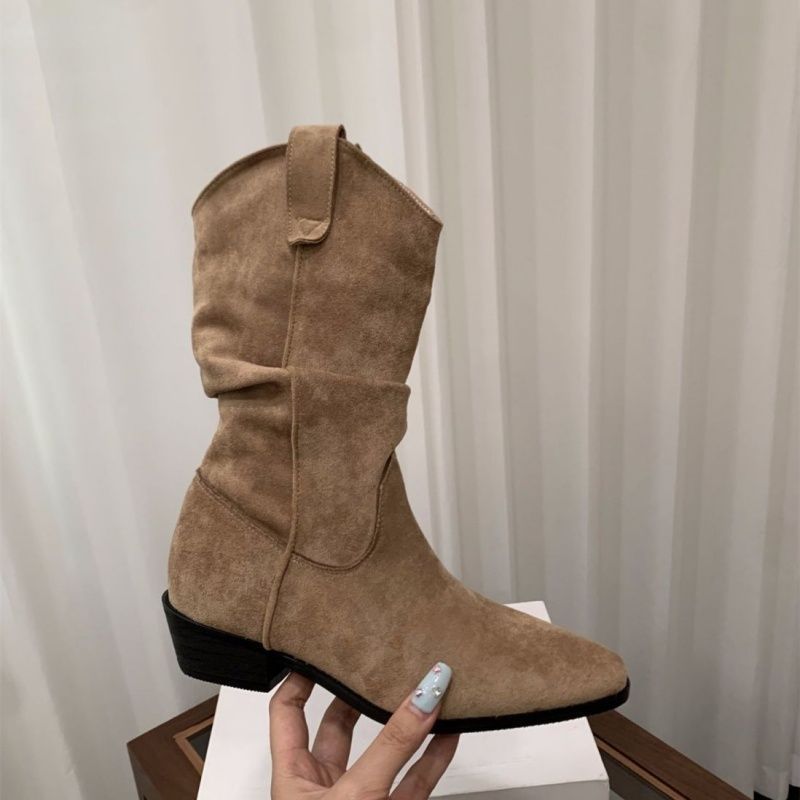 Womens Stylish British-style Chunky-heel Ankle Boots