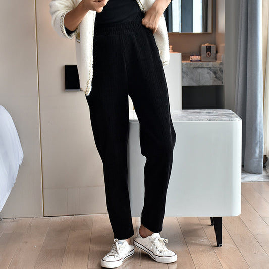 Fashion Women's Thick Warm Mink Velvet Trousers