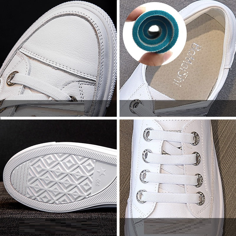 Ægte Læder Flad Bund 41-43 Fuld Læder Store Casual Damesko Trend