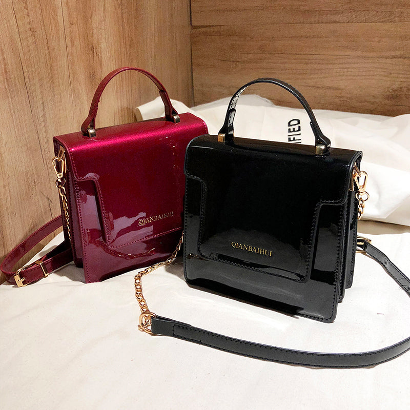 Lacquer Leather Versatile Chain One Shoulder Crossbody Small Square Bag