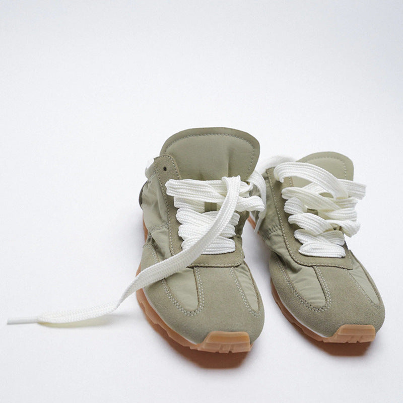 New Dad Shoes Beige Stitching Soft Retro