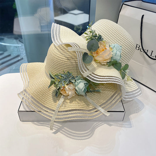 Straw Hat Women Sweet Big Brim Seaside Beach