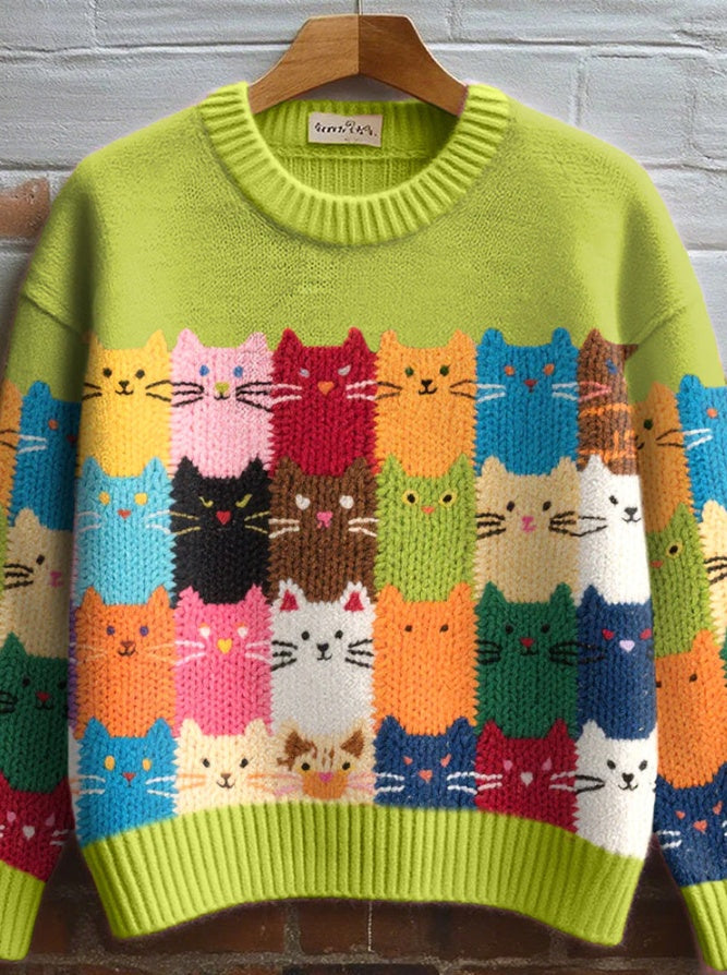 Womens Faux Wool Crew-neck Sweatshirt