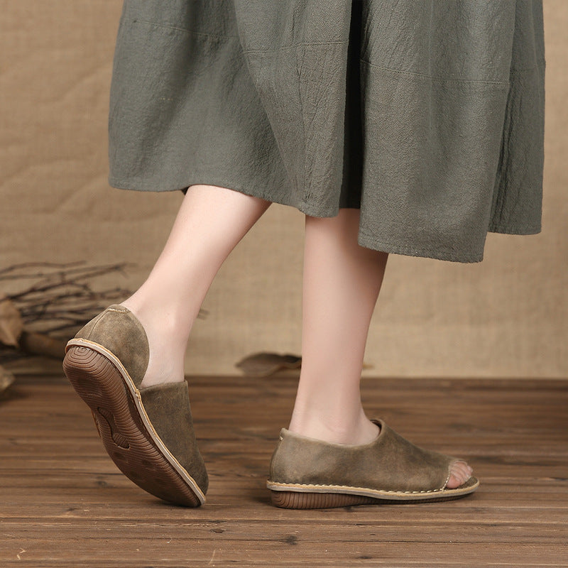 New Style Handmade Leather Ladies Fish Mouth Sandals