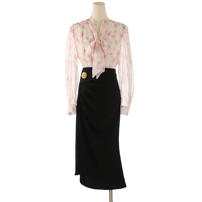 Elegant Irregular Slit Suit Skirt Women