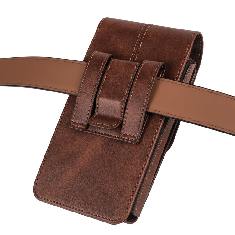 Vertical Smart Phone Accessory Waist Bag Buckle Leather Belt Leather Case Card Slot Multi-functional Trend