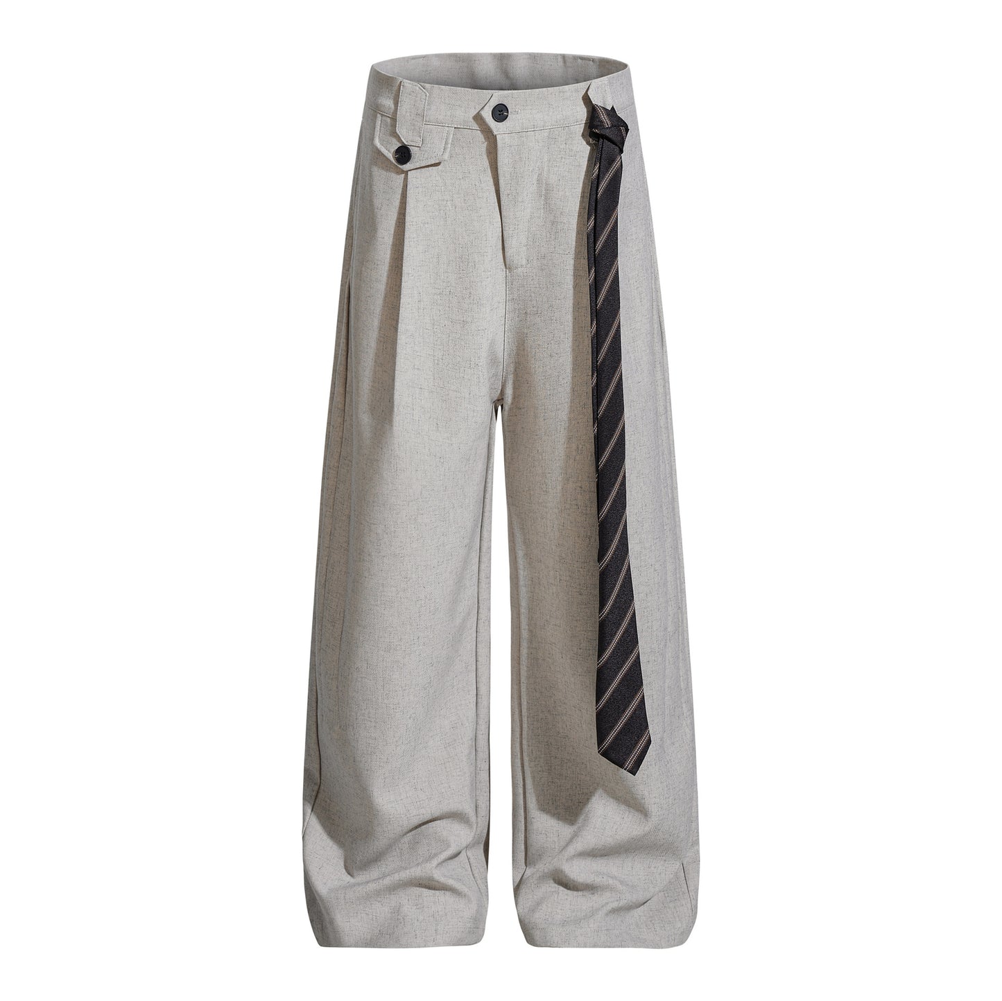 Old-money-style Relaxed Wide-leg Linen Casual Dress Pants