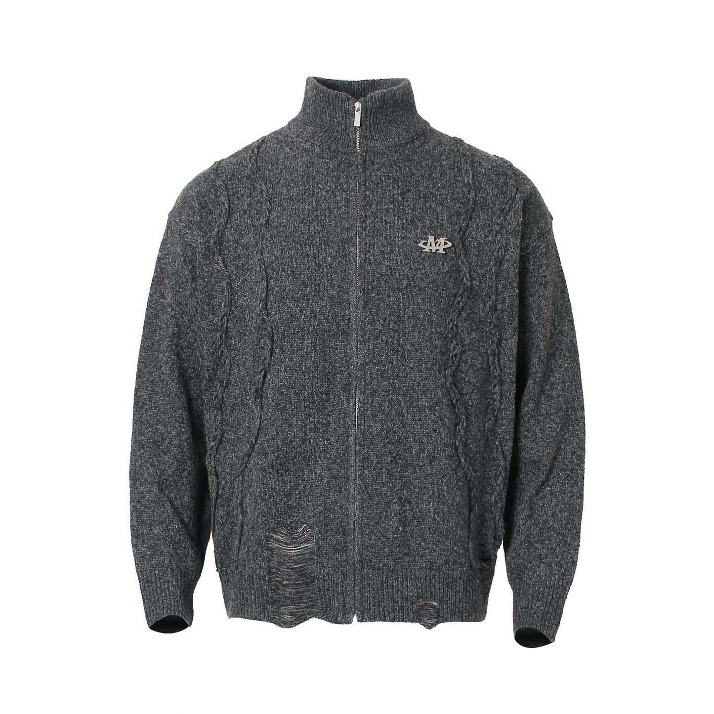 Turtleneck Zipper Knitted Cardigan Sweater