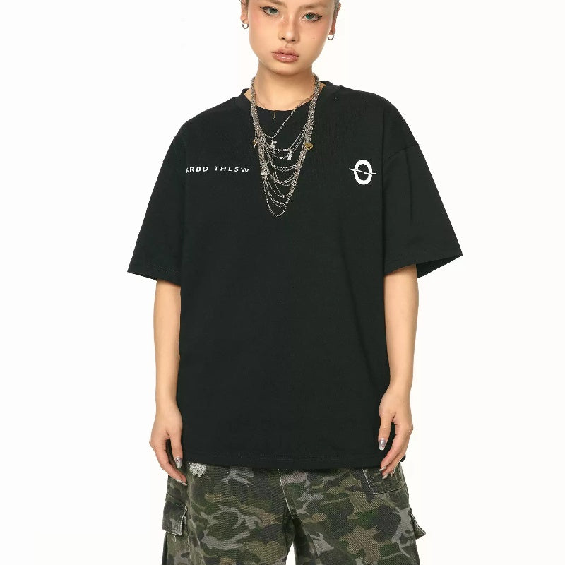 All-match Casual Short-sleeved T-shirt Basic Style Black And White