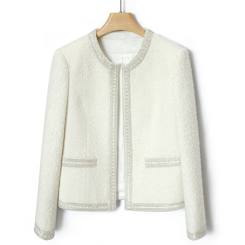 White Temperament Top Wool Extra Thick Short Coat