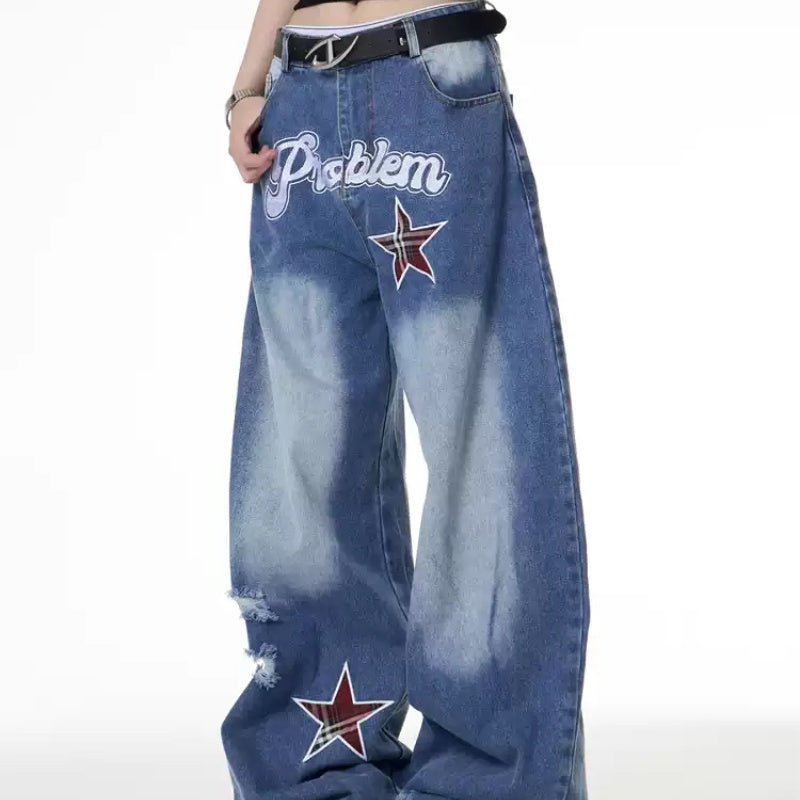 Retro Street Hot Girl XINGX Printed Wide Leg Jeans For Women