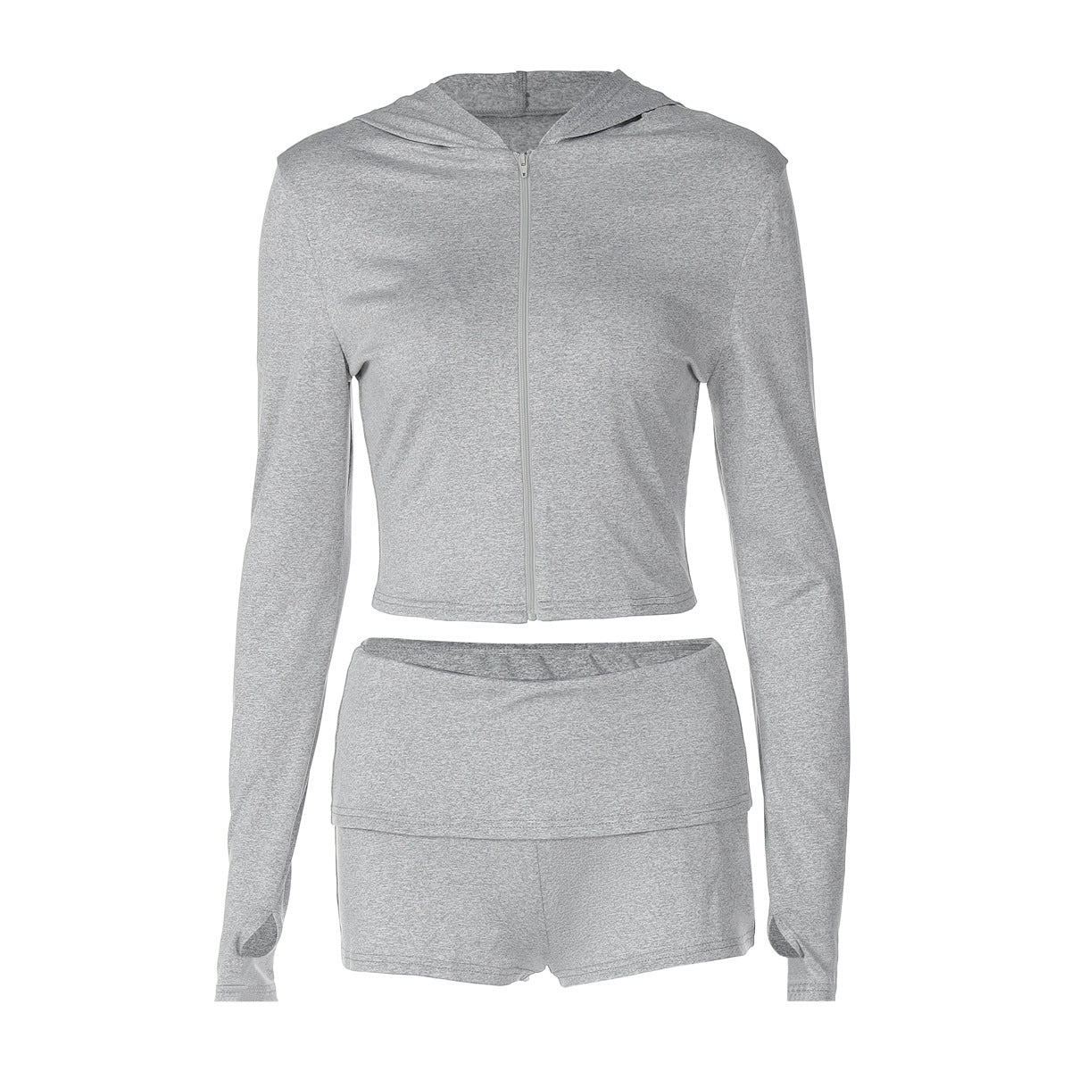 Fashion Casual Hooded Long Sleeve Top Sexy Tight Shorts Suit