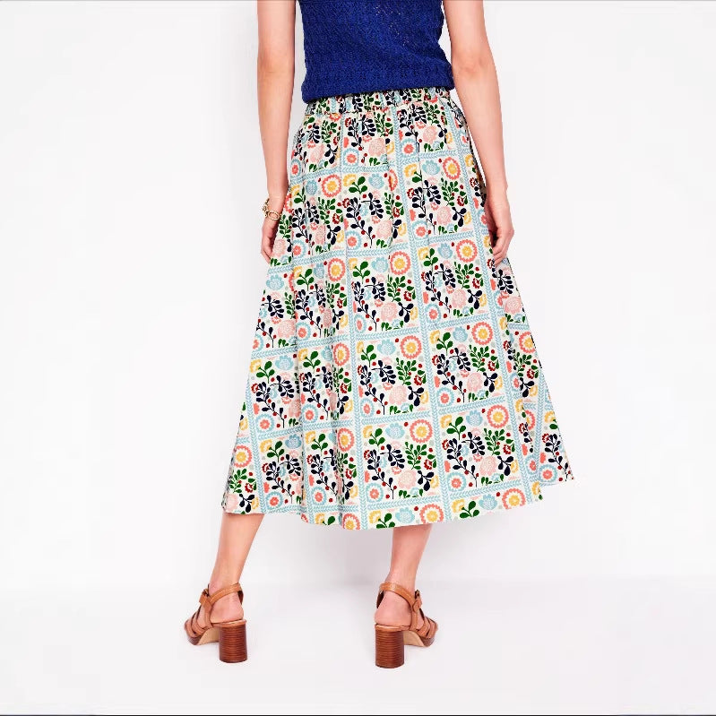 Womens Stylish Printed Pocket Skirt