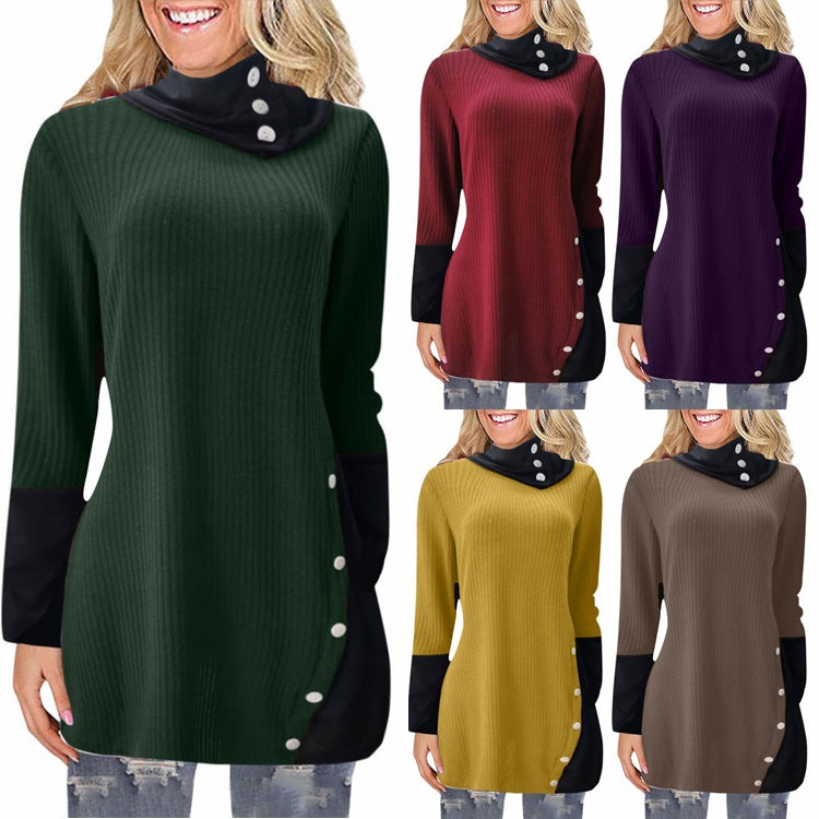 European And American Women's Top New Long Sleeve Irregular Dress