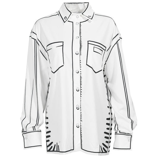Hand-painted Black And White Printing Color Contrast Shirt