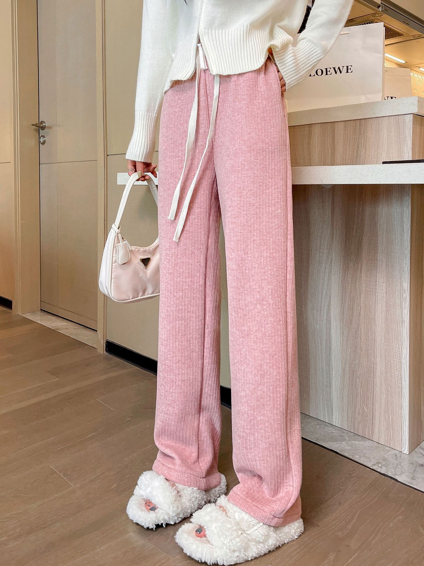 Cashmere Wide-leg Pants Women's High Waist Loose