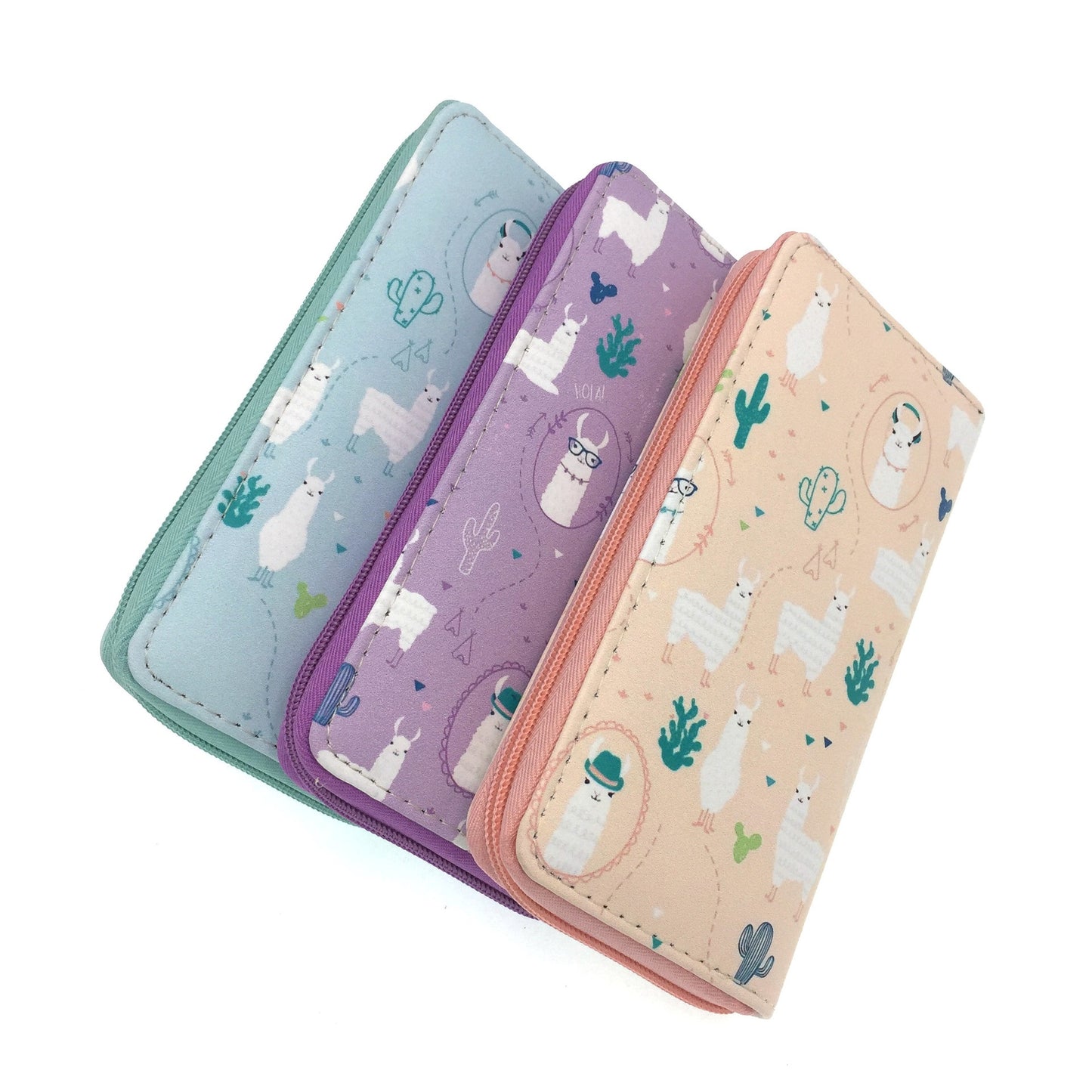 European And American Style Cactus Alpaca PU Wallet Women Student Long Zipper Bag