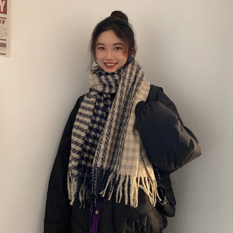 Women's Fashion Versatile Houndstooth Thermal Scarf