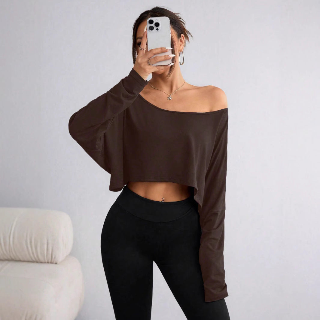 Fashion Off-shoulder Loose Bottoming Top T-shirt Ice Feeling