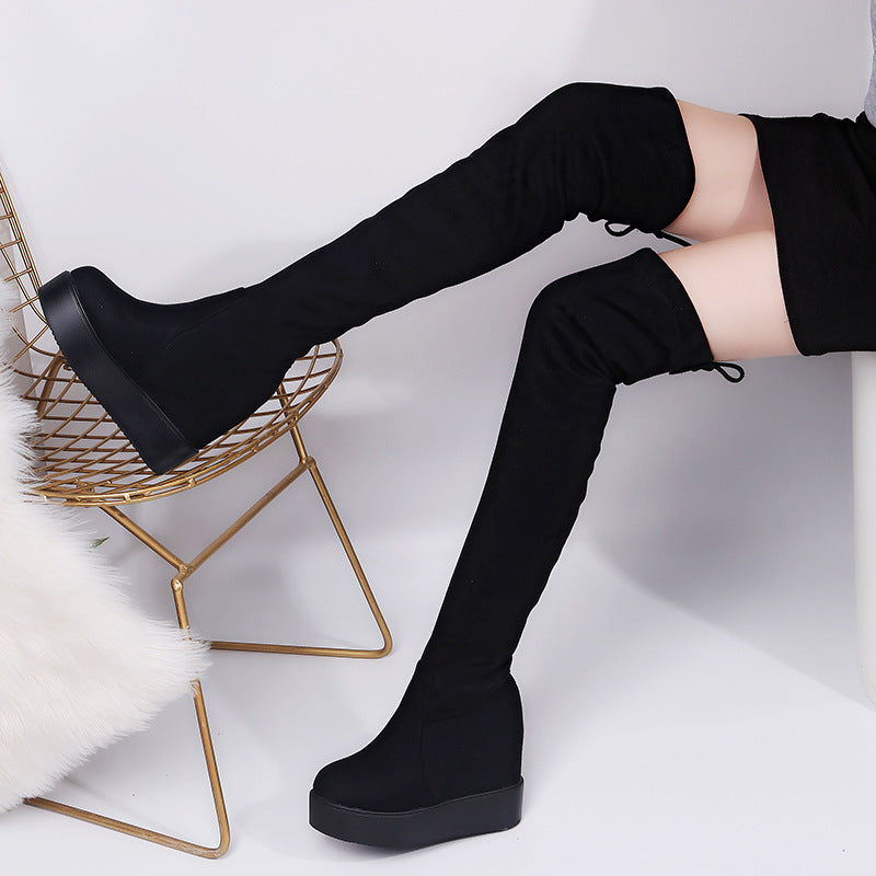 Suede Matte Slimming Stretch Over-the-knee Boots Lightweight Platform Women