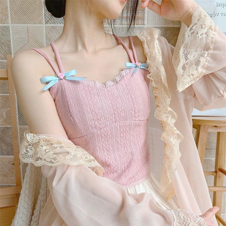 Sweet Temperament Bow Soft Lace Corset Camisole Women