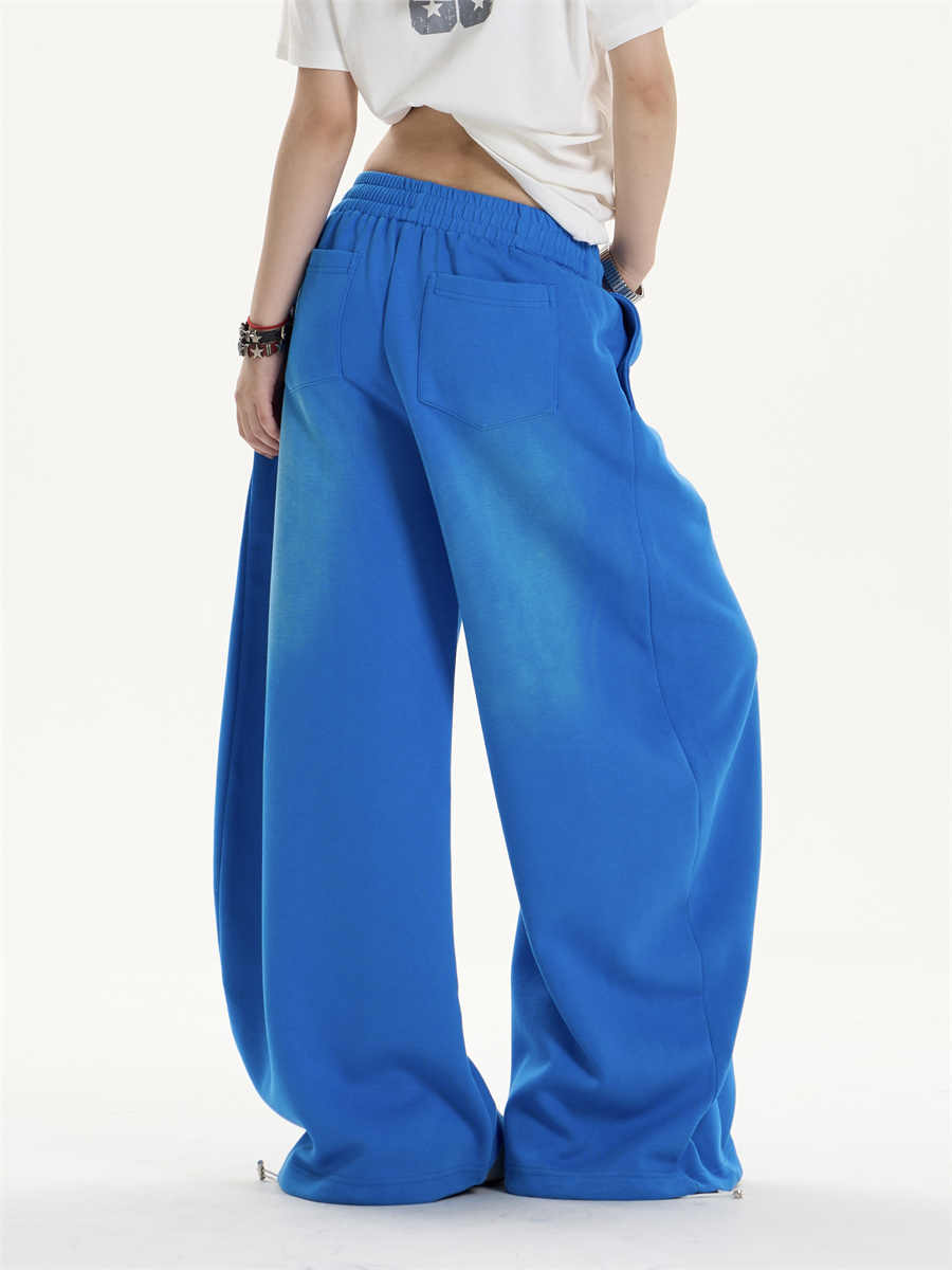 Distressed Letters Printed Drawstring Loose Straight Sweatpants