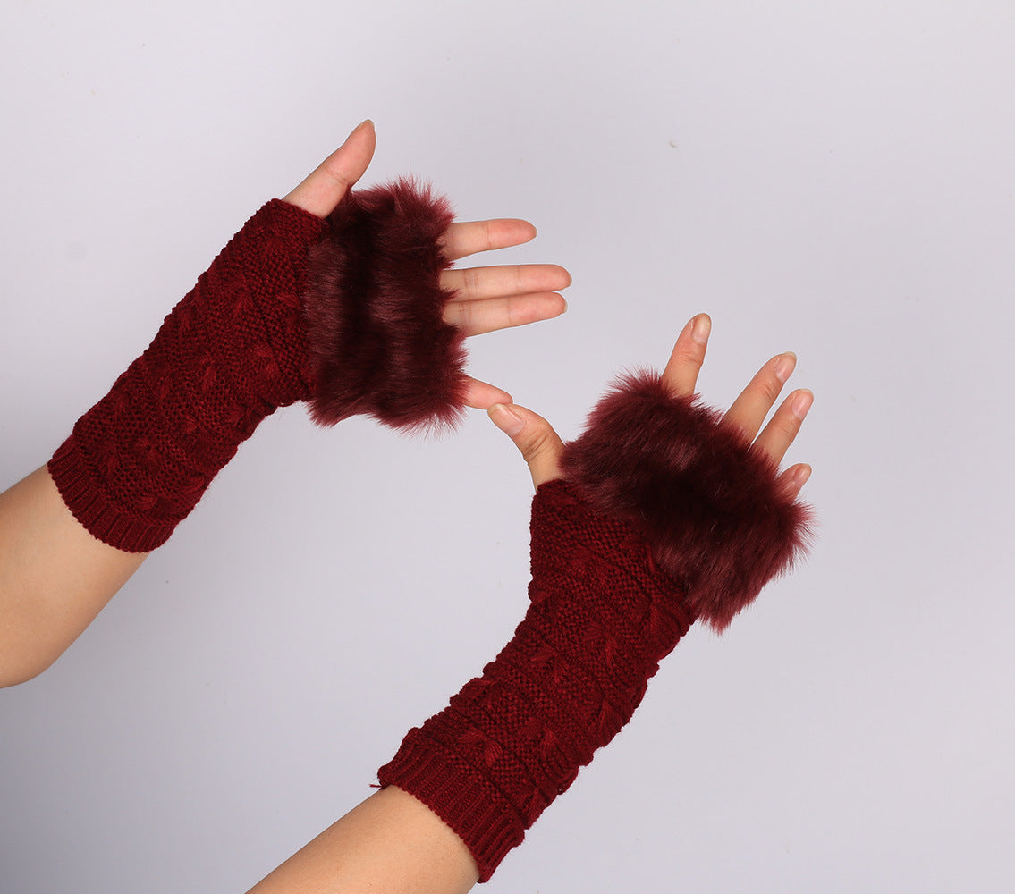 Women's Butterfly Pattern Fleece Gloves Sleeves