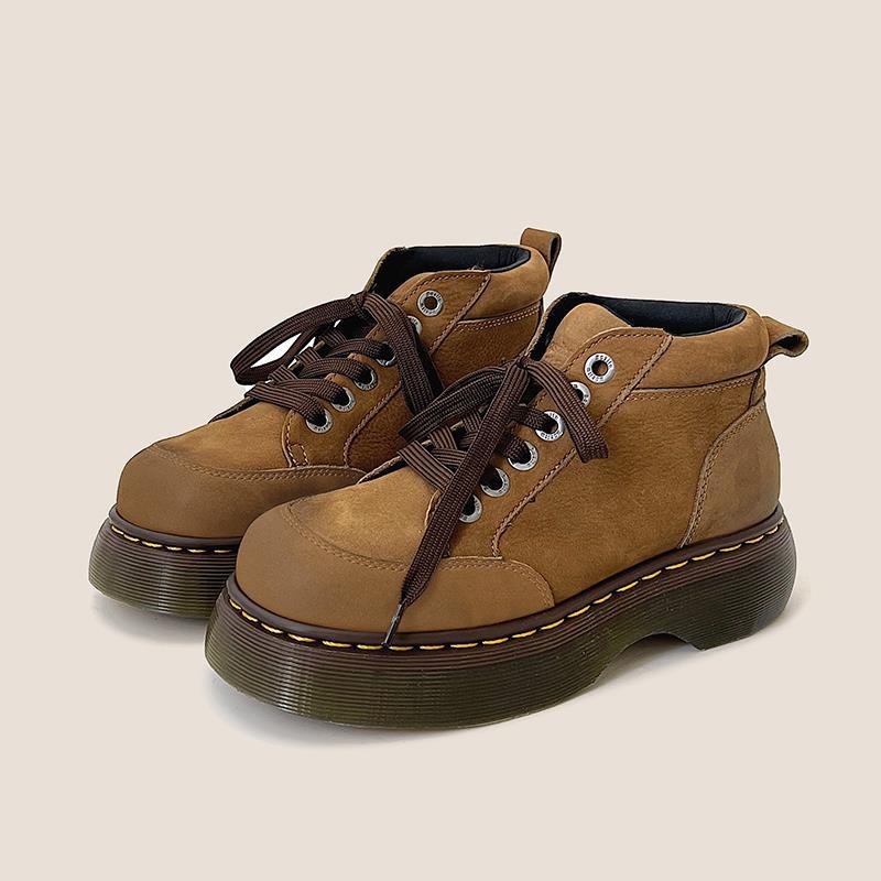 Short Dr Martens Female Lace-up Platform Worker Boots