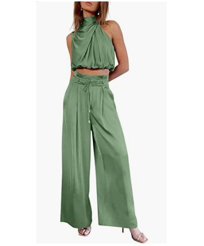 Women's Fashion Tops Wide-leg Pants Suit
