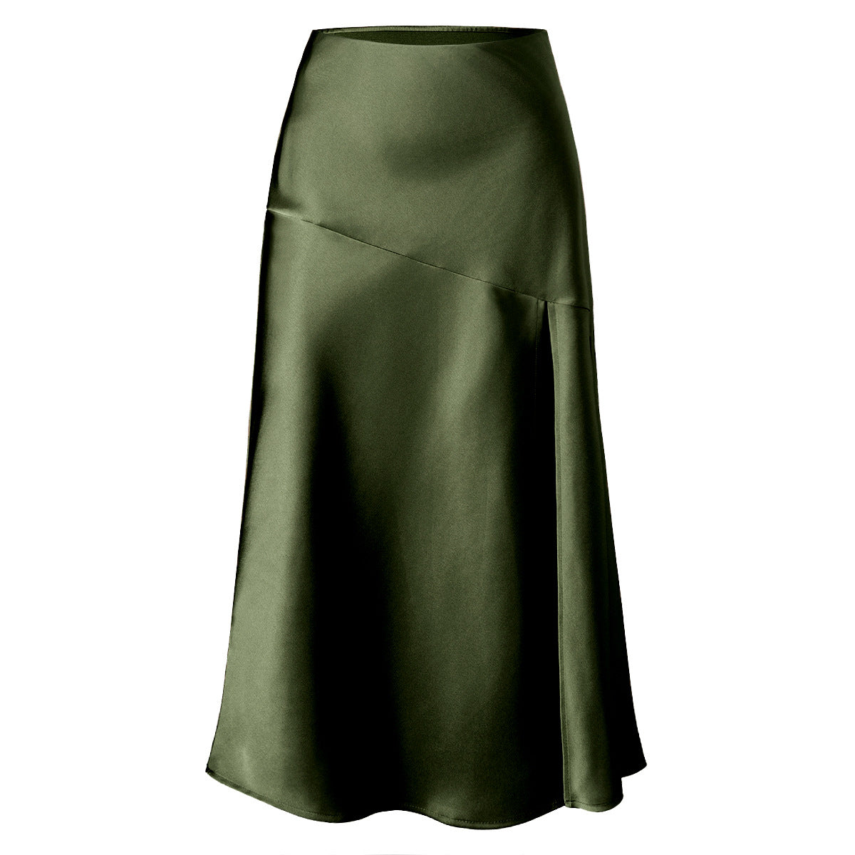 Elastic-waist Slit Maxi Skirt Sexy Patchwork Bodycon For Women
