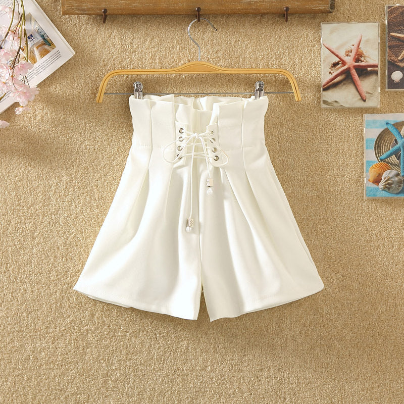 Strap Elastic Waist Casual Shorts Large Size Loose High Waist
