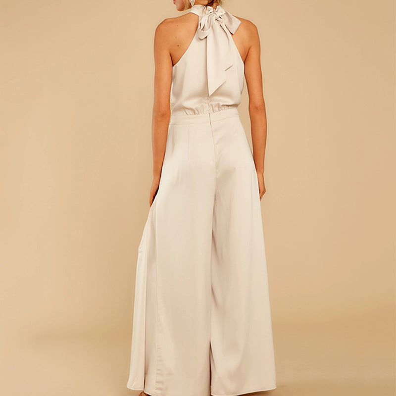 Women's Strapless High Waist One-piece Wide-leg Trousers
