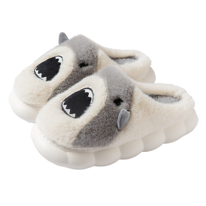 Cartoon Shark Cotton Slippers Winter Home Non-slip Indoor Plush Warm