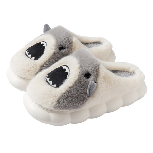 Cartoon Shark Cotton Slippers Winter Home Non-slip Indoor Plush Warm