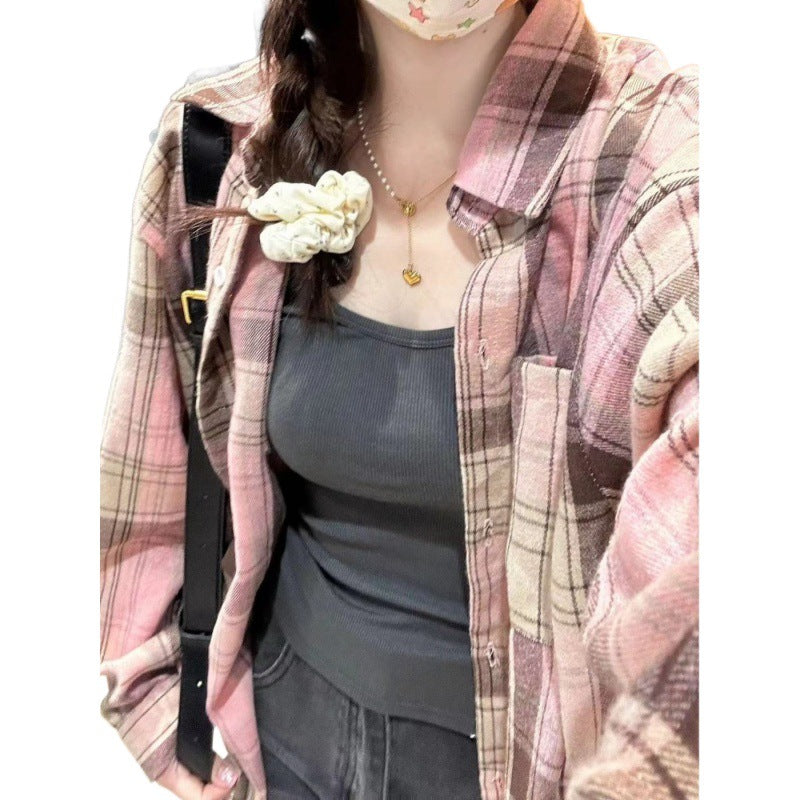 Female Dopamine Tender Plaid Shirt Coat