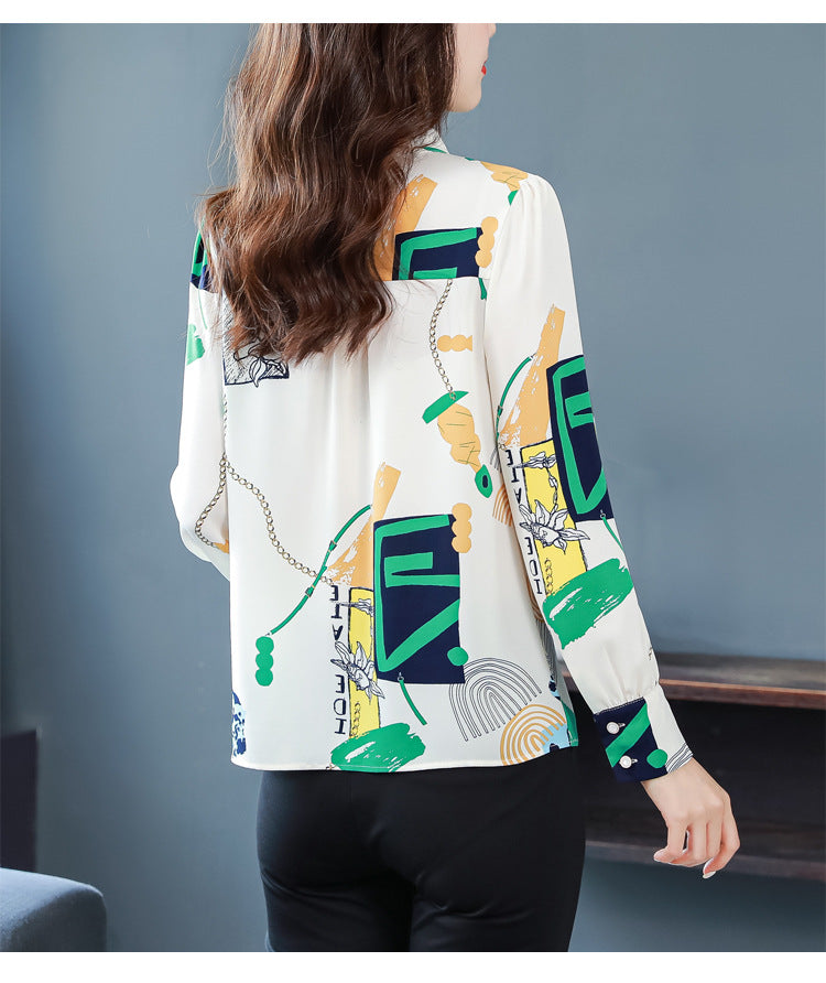 New Long Sleeved Bow Tie Women's Shirt