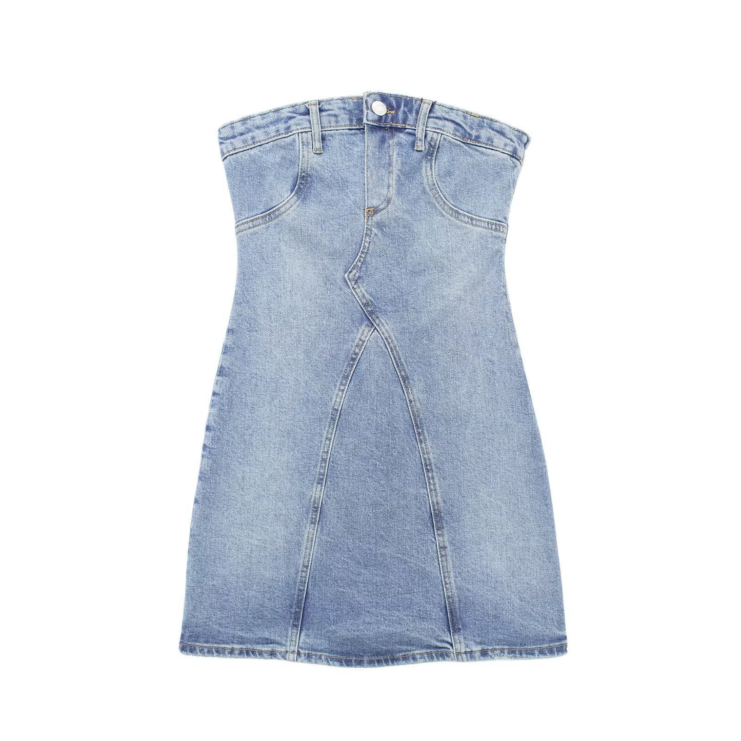 New Women's Open Back Slim Fit Bra Denim Dress