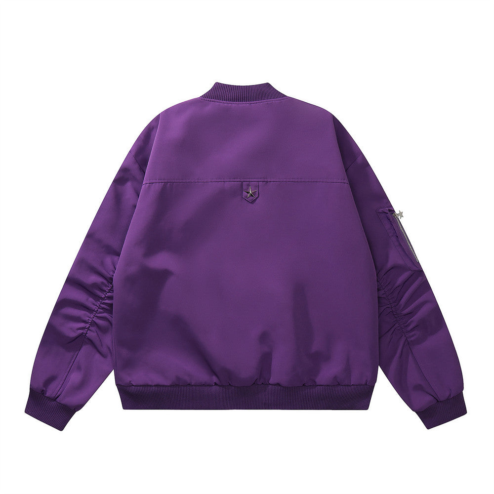 American Functional Jacket Spring And Autumn Zipper Design Stitching Workwear Baseball Uniform