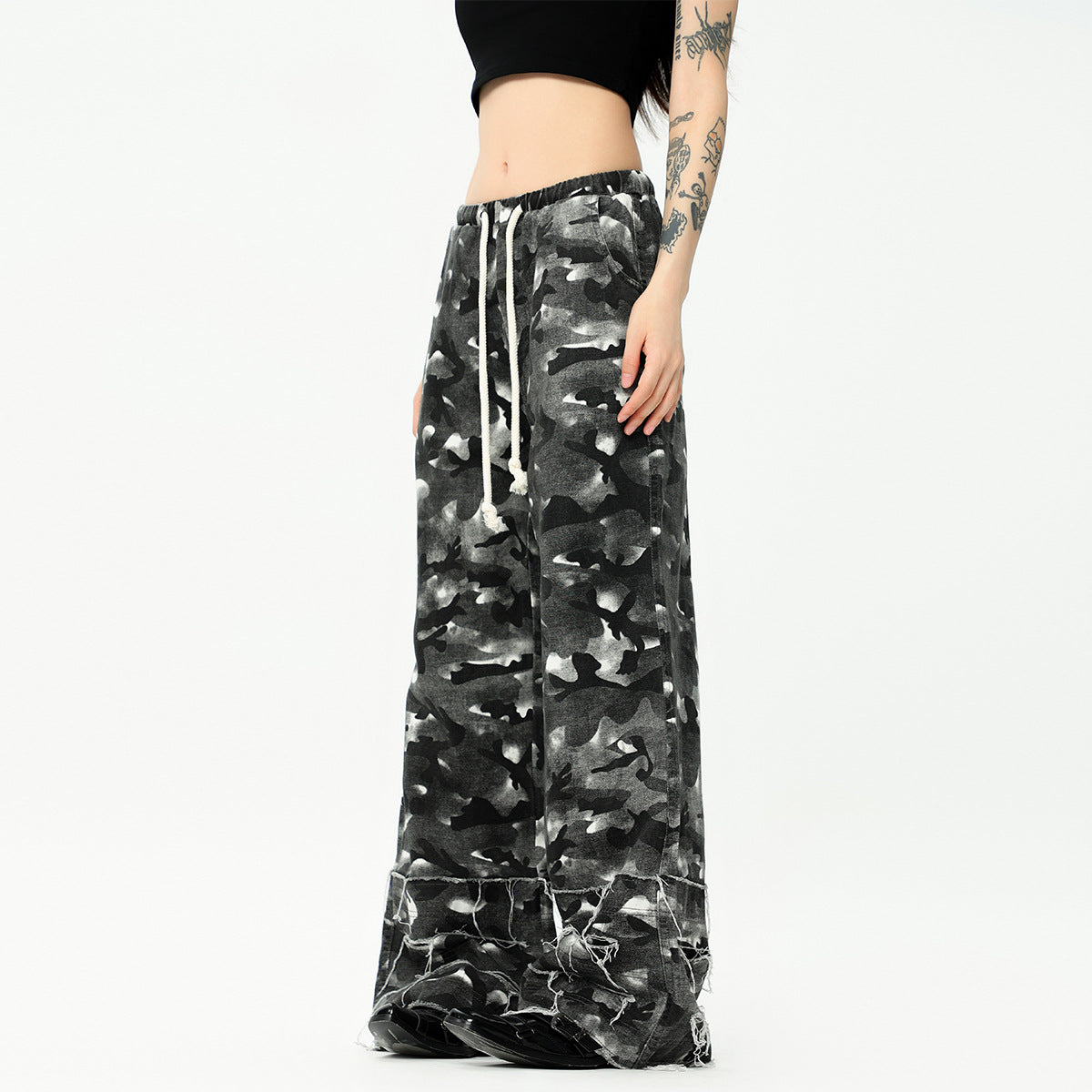 Women's Washed Old Camouflage Casual Pants