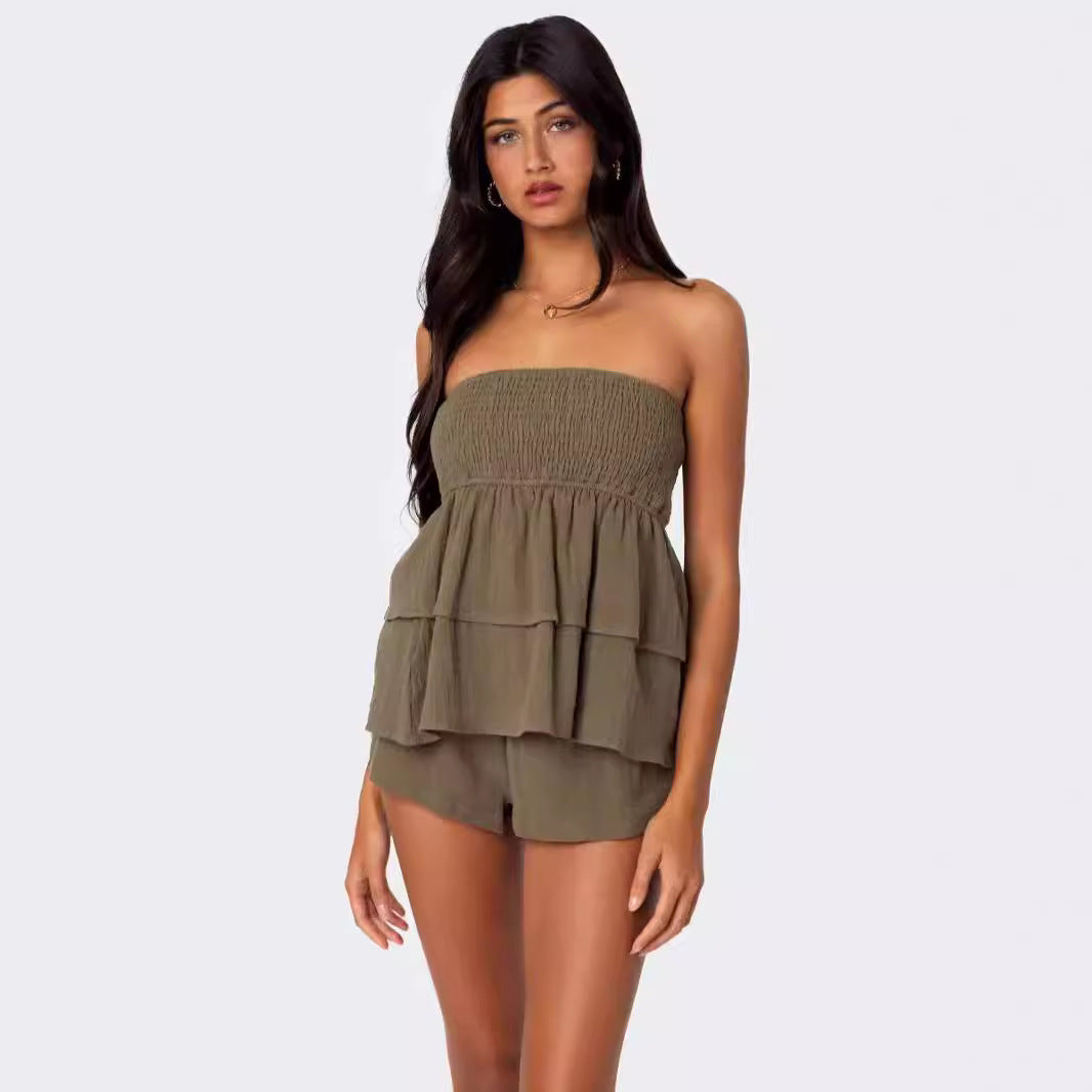 Summer Bandeau Sexy Off-the-shoulder Women's Top