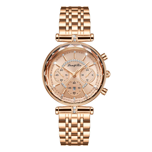 Waterproof Casual Three-eye Women's Watch