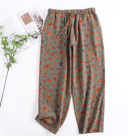 Spring And Autumn Purified Cotton Pajama Pants Large Size Home Thin Printing