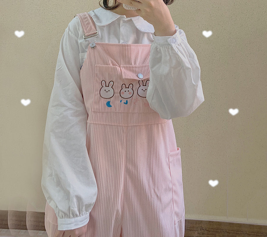 Corduroy Overalls Cute Foreign Style Agereducing Korean Version Loose Wide-legged Small Man