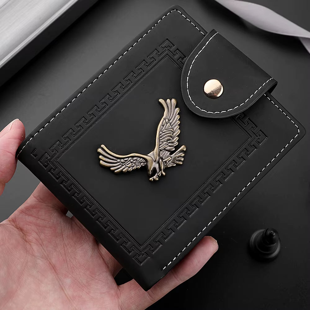 Men'S Wallet Men'S Short Wallet Youth Fashion Personality Pu Leather Credit Card ID Card Holder Wallet Folding Wallet