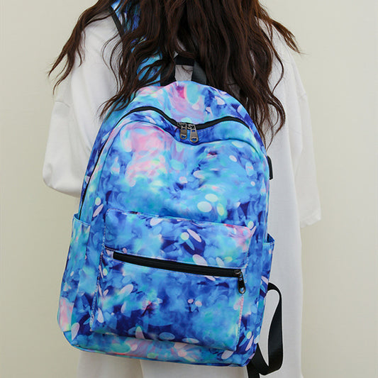 Casual Backpack Fashionable Printed USB Charging