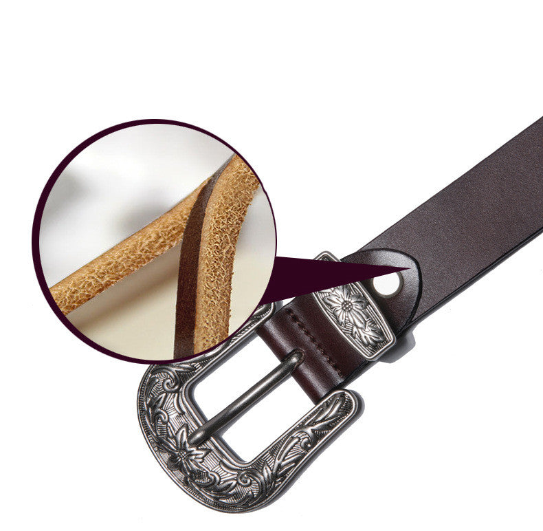 Fashion decorative carved leather belt