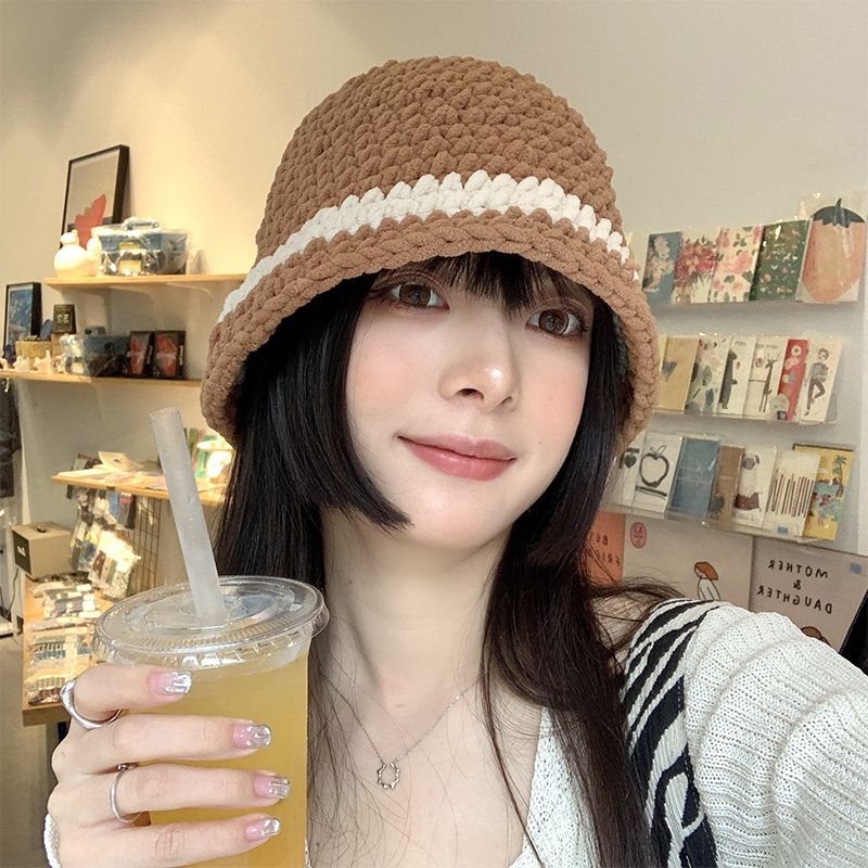 Women's Thick Wool All-match Large Head Circumference Sunshade Bucket Hat