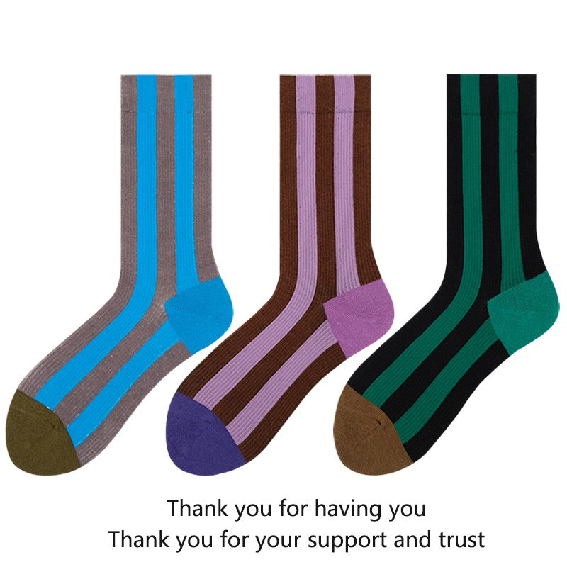 Contrast Striped Socks With Dopamine Color